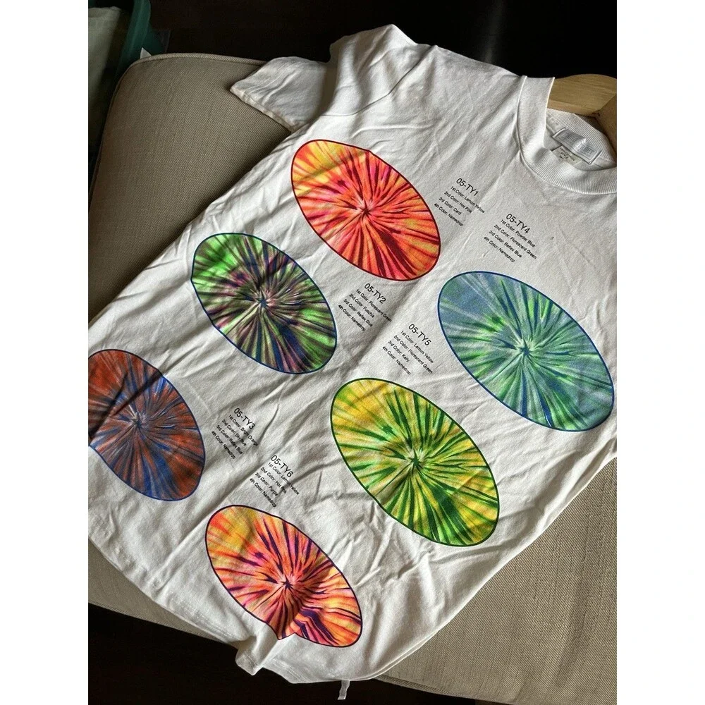 Third Street Sportswear Men's L White Graphic Print Tie Dye Crew Neck Tee Cotton